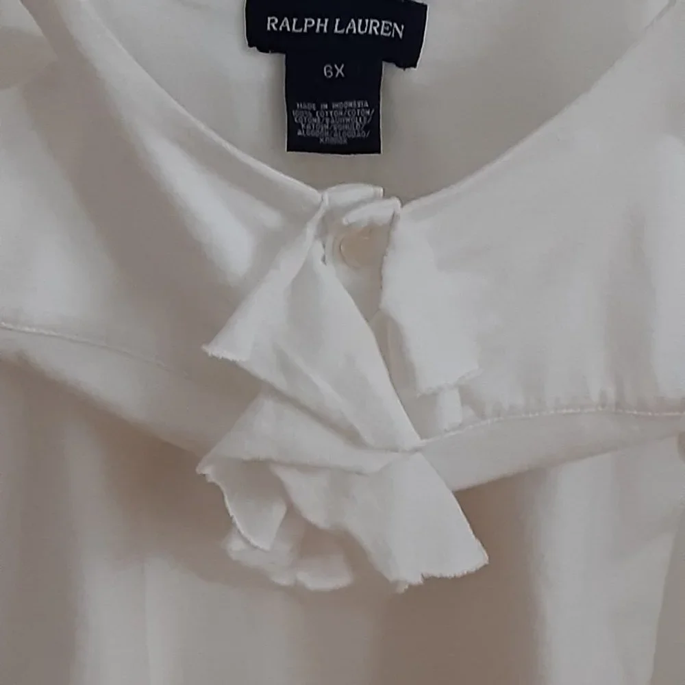 Ralph Lauren girls white cotton ruffle front camisole size 6x